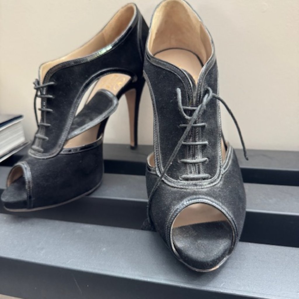 Valentino Black Suede Booties Size 38